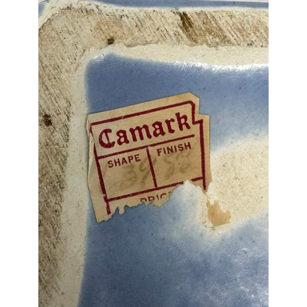 Vtg 1940s/1950s CAMARK POTTERY DELPHINEUM BLUE 7.25" VASE #639 Draping w/Sticker - Picture 7 of 9